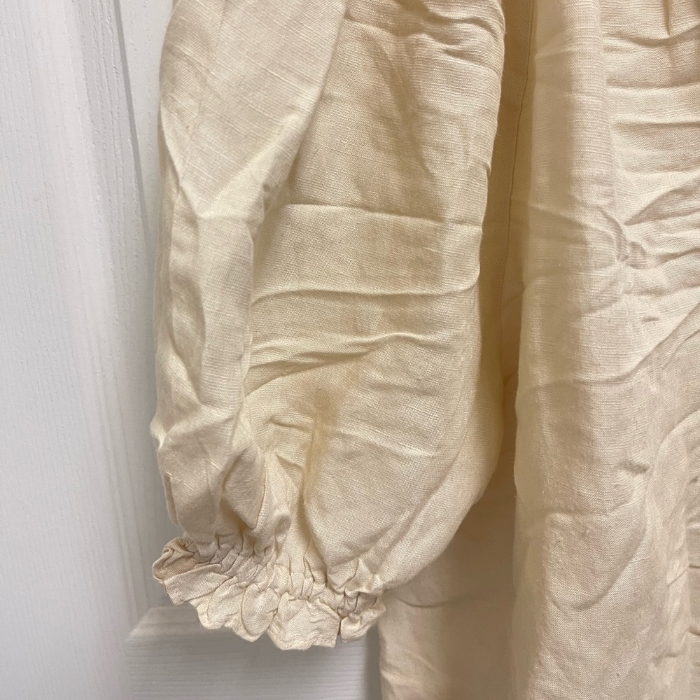 Antonio Melani Cream Split Neck Button Front Blou… - image 4